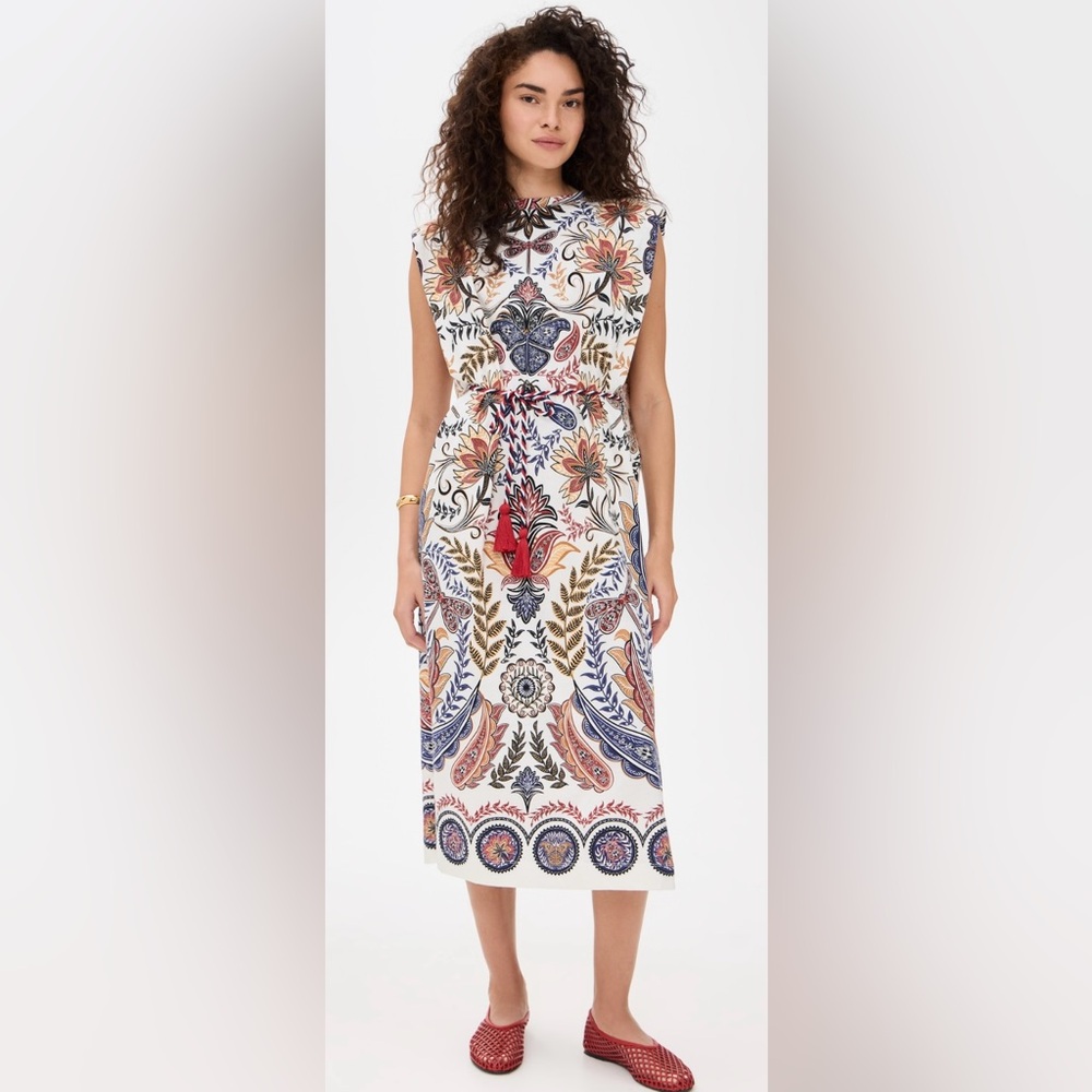 FARM Rio Glam Off-White Midi Dress XS NWT